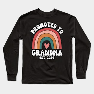 Soon To Be Great Grandma 2024 Promoted To Grandma Rainbow Long Sleeve T-Shirt